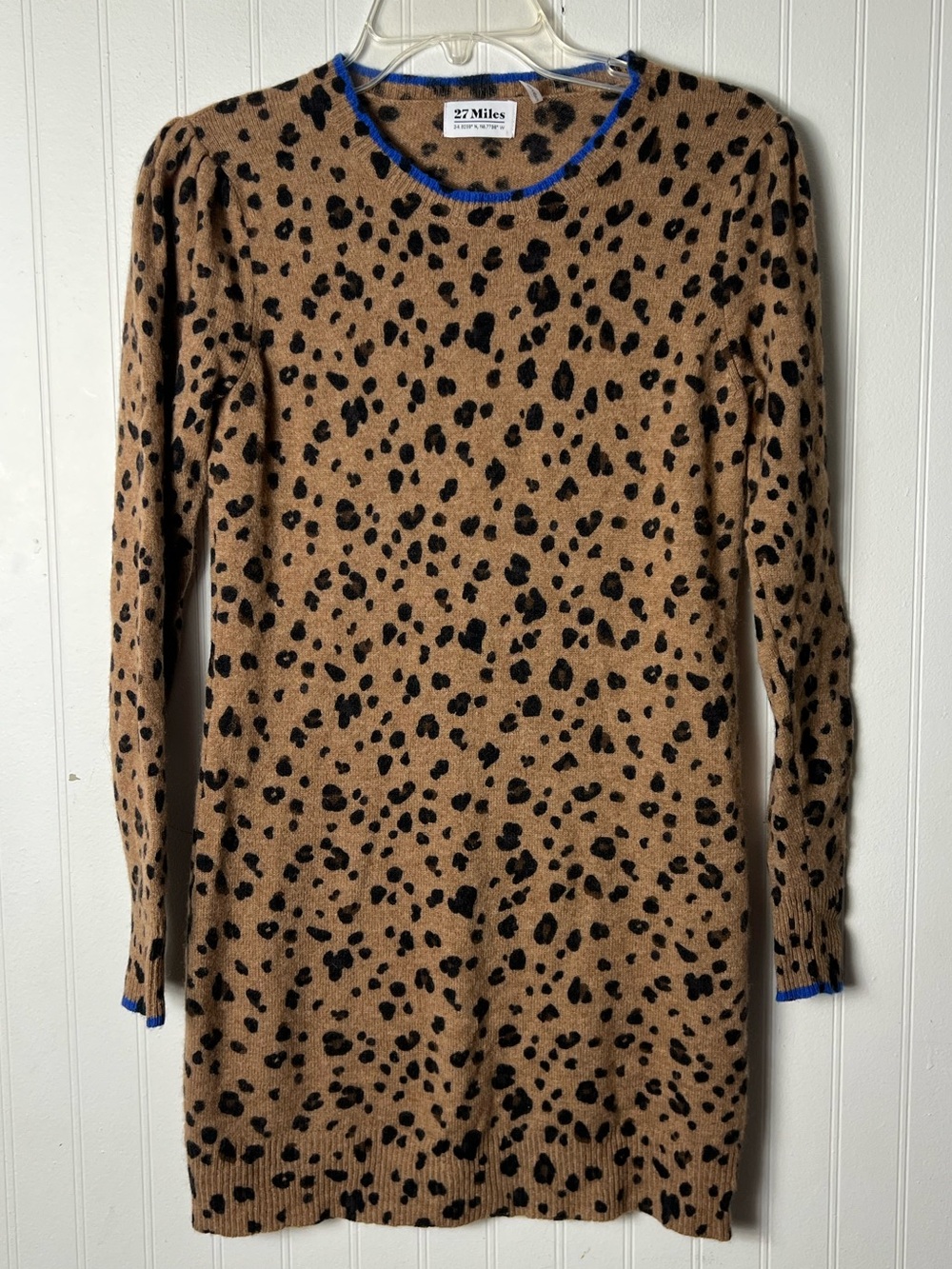 27 Miles Malibu Wool Cashmere Leopard Animal Print Dress Size Medium